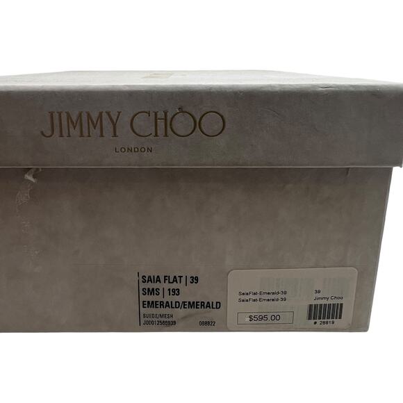 Jimmy Choo Saia Pointed-toe Mesh-panelled Suede Flats In Emerald Size 39 - Picture 14 of 15